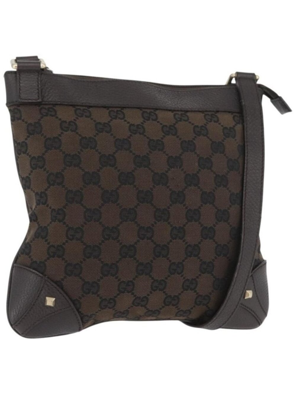 Authentic GUCCI GG Canvas Shoulder Bag Outlet Brown Gold 272396 - Picture 1 of 16